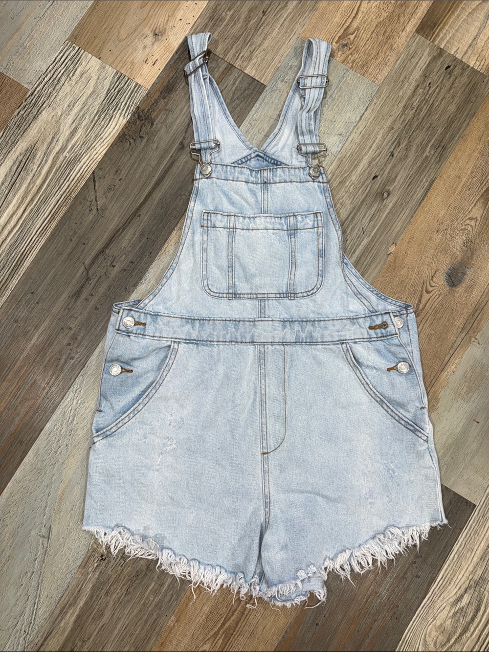wild fable Light Wash Denim Short Overalls